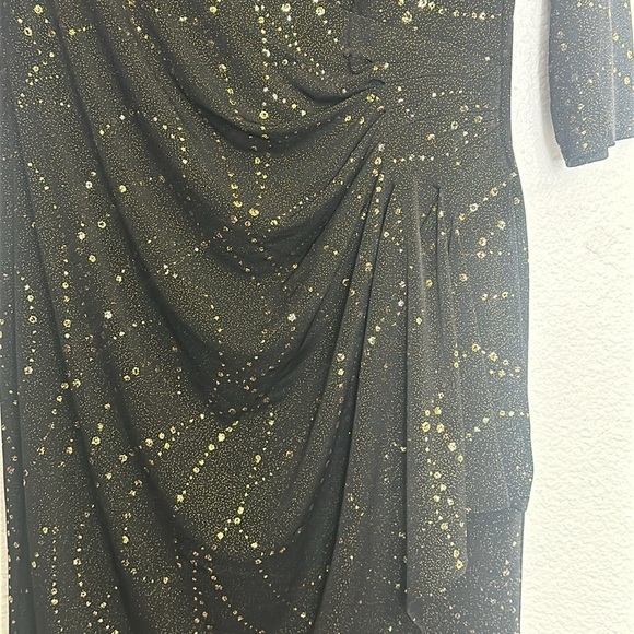 Alex Evenings Women’s Size 8 Black Gold 3/4 Sleeve Midi Knee Length Dress - Picture 6 of 13